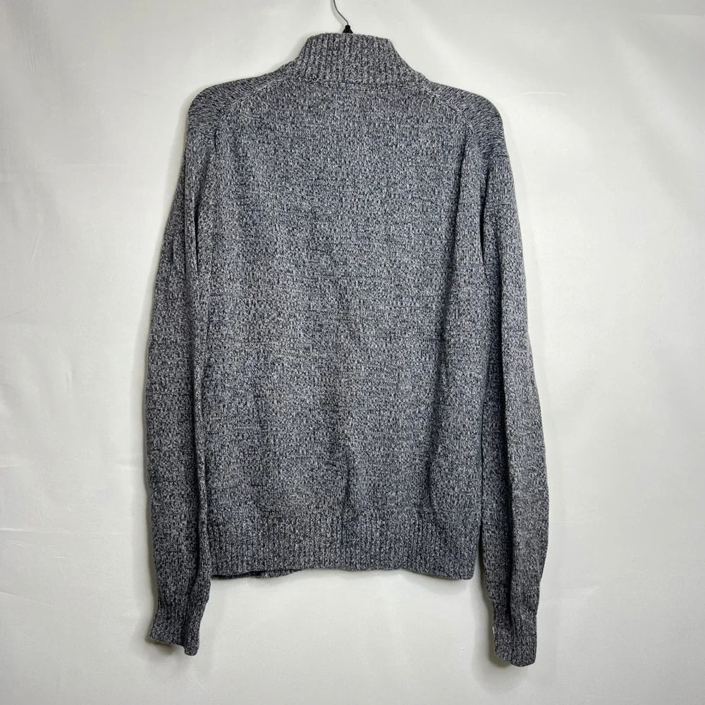 St. John's Bay Gray Quarter Zip Sweater‎ Mens Large Marled Cotton Pullover
